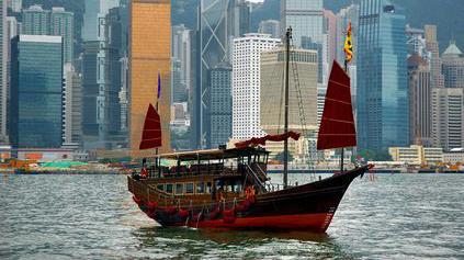Jonque dans le port de Hong Kong