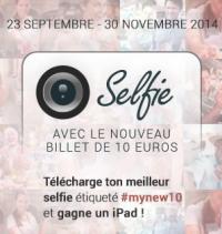 Selfie avec le nouveau billet de 10 euros