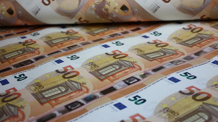 Planche de billets de 50 euros mis en circulation le 4 avril 2017