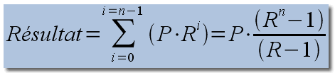 Formule d'une suite gomtrique de premier terme P et de raison R