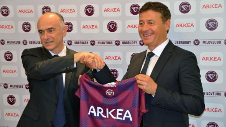 Signature d'un partenariat entre Arka et l'UBB (rugby), en juin 2018