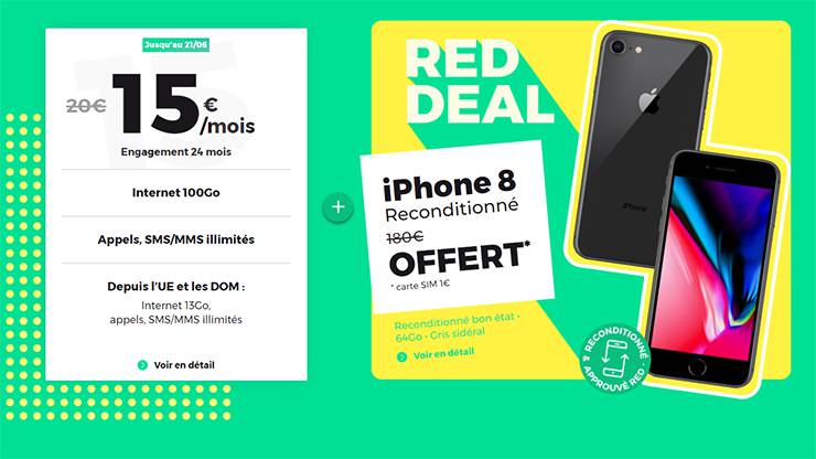 Offre iPhone 8 offert chez RED by SFR