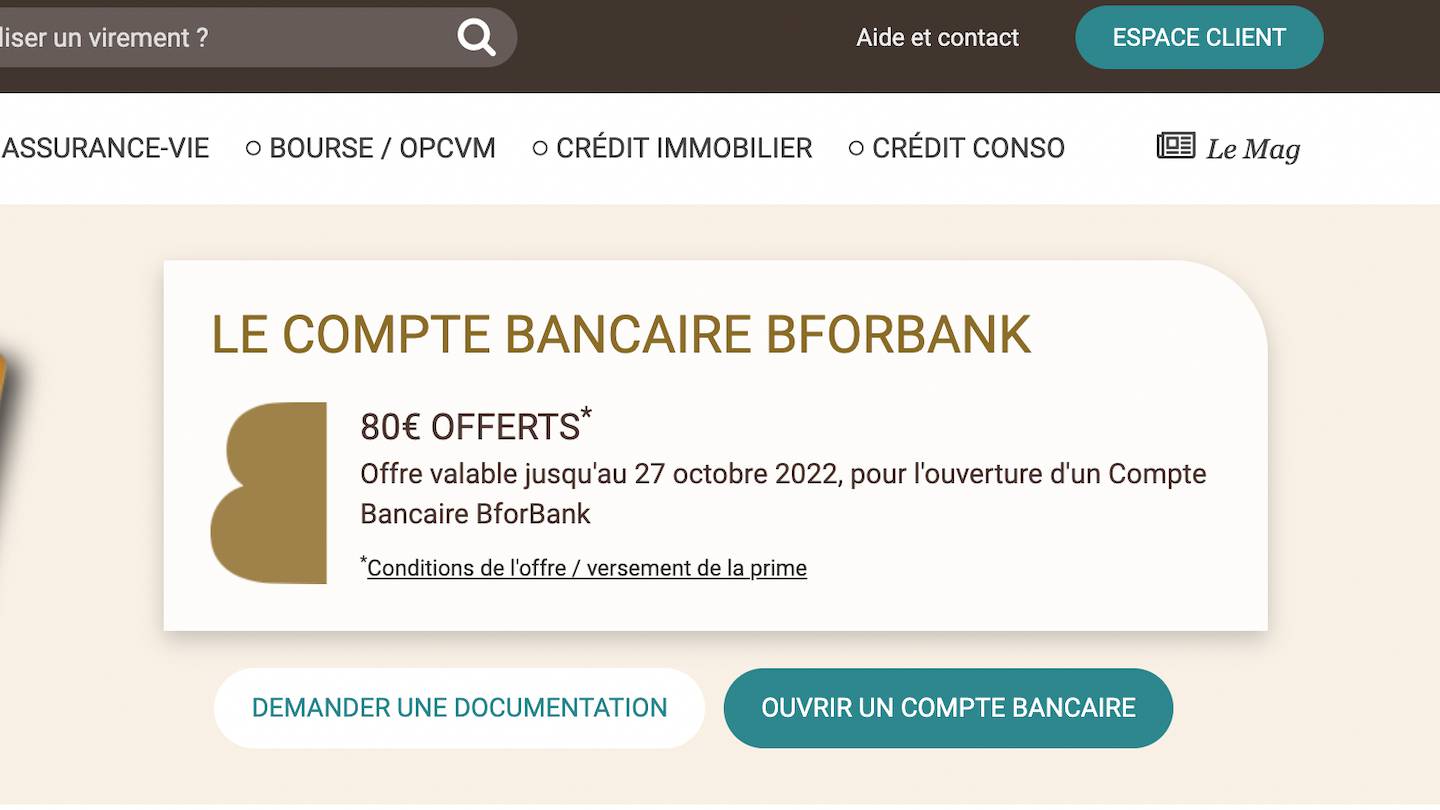 Offre de compte bancaire BforBank