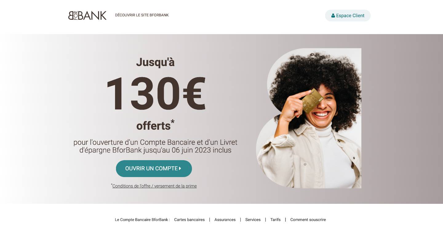 prime 130 euros BforBank