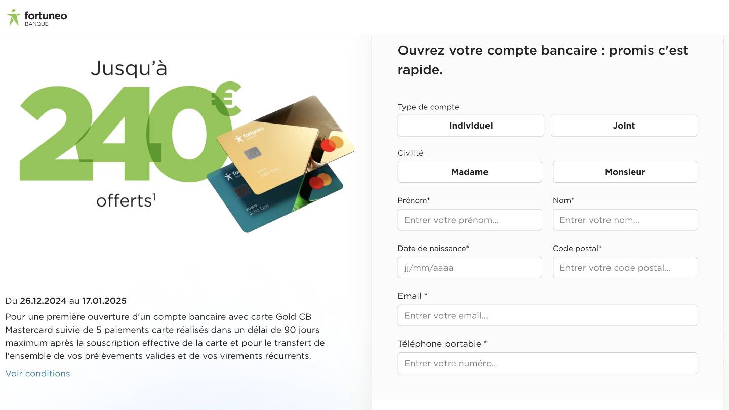 Fortuneo : jusqu'à 240 euros offerts avec une offre prolongée jusqu'au ...