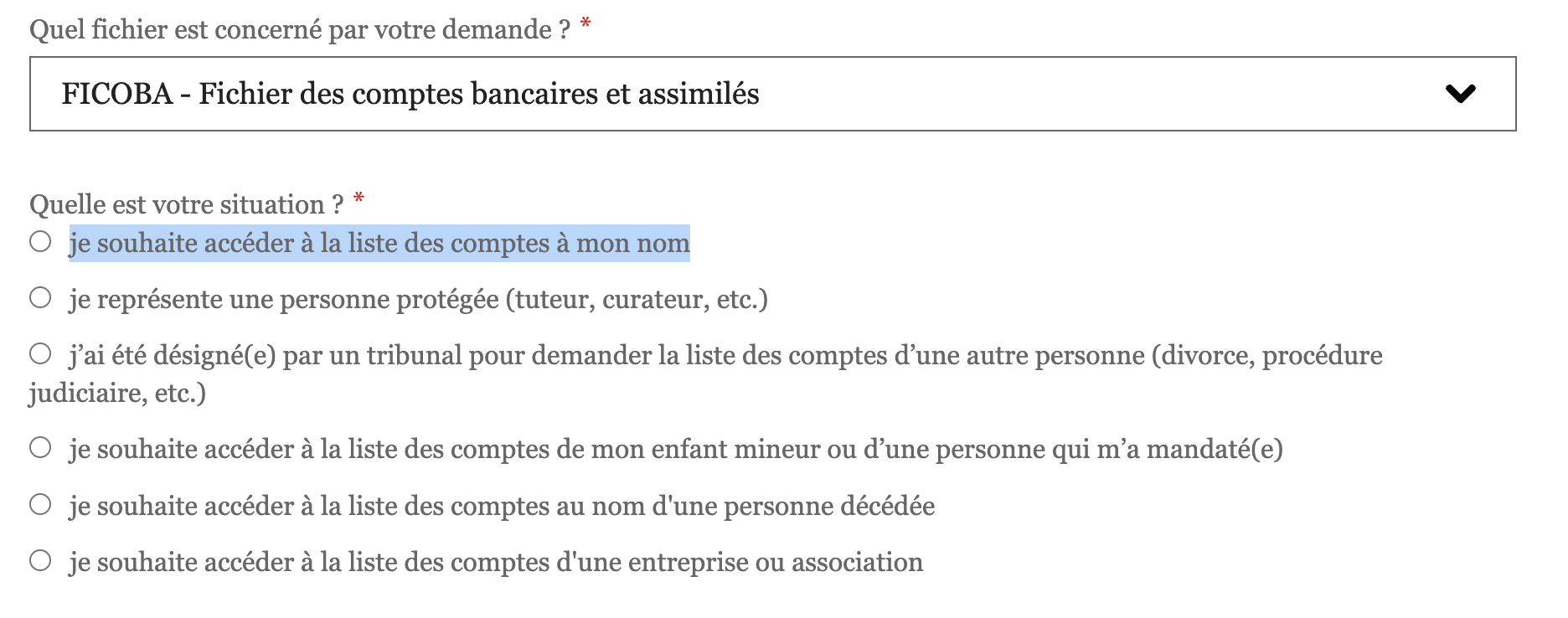 Comment accder au fichier Ficoba