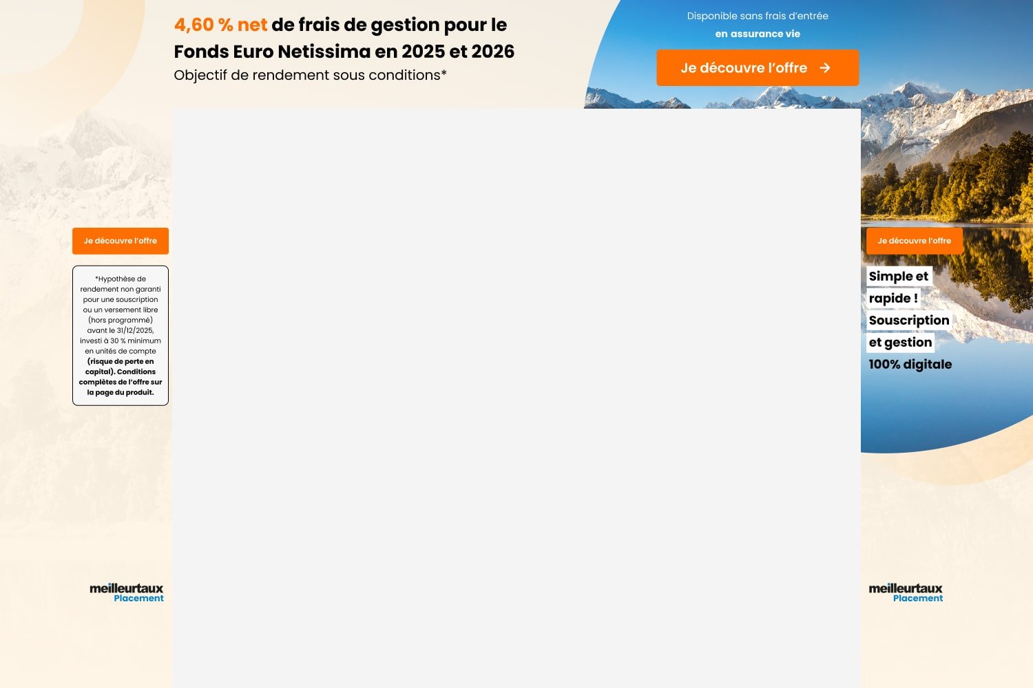 4,6% nets de frais de gestion sur Netissima de Meilleurtaux allocation vie