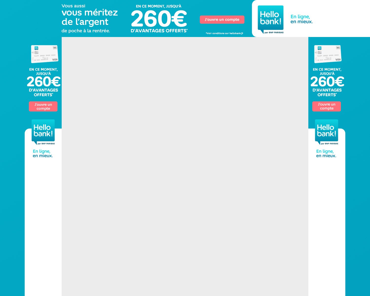 260 euros d'avantages offerts avec Hello bank !