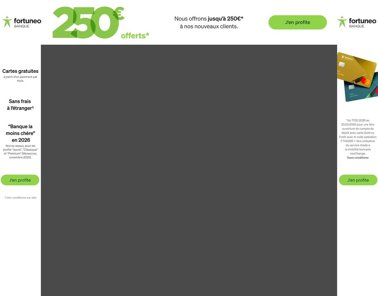 Jusqu'à 250€ offerts pour toute ouverture d'un compte Fortuneo