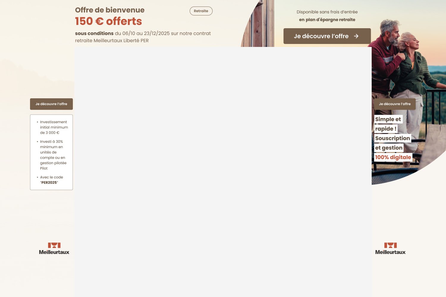 Jusqu' 150  offerts pour l'ouverture d'un PER MeilleurtauxPlacement libert PER
