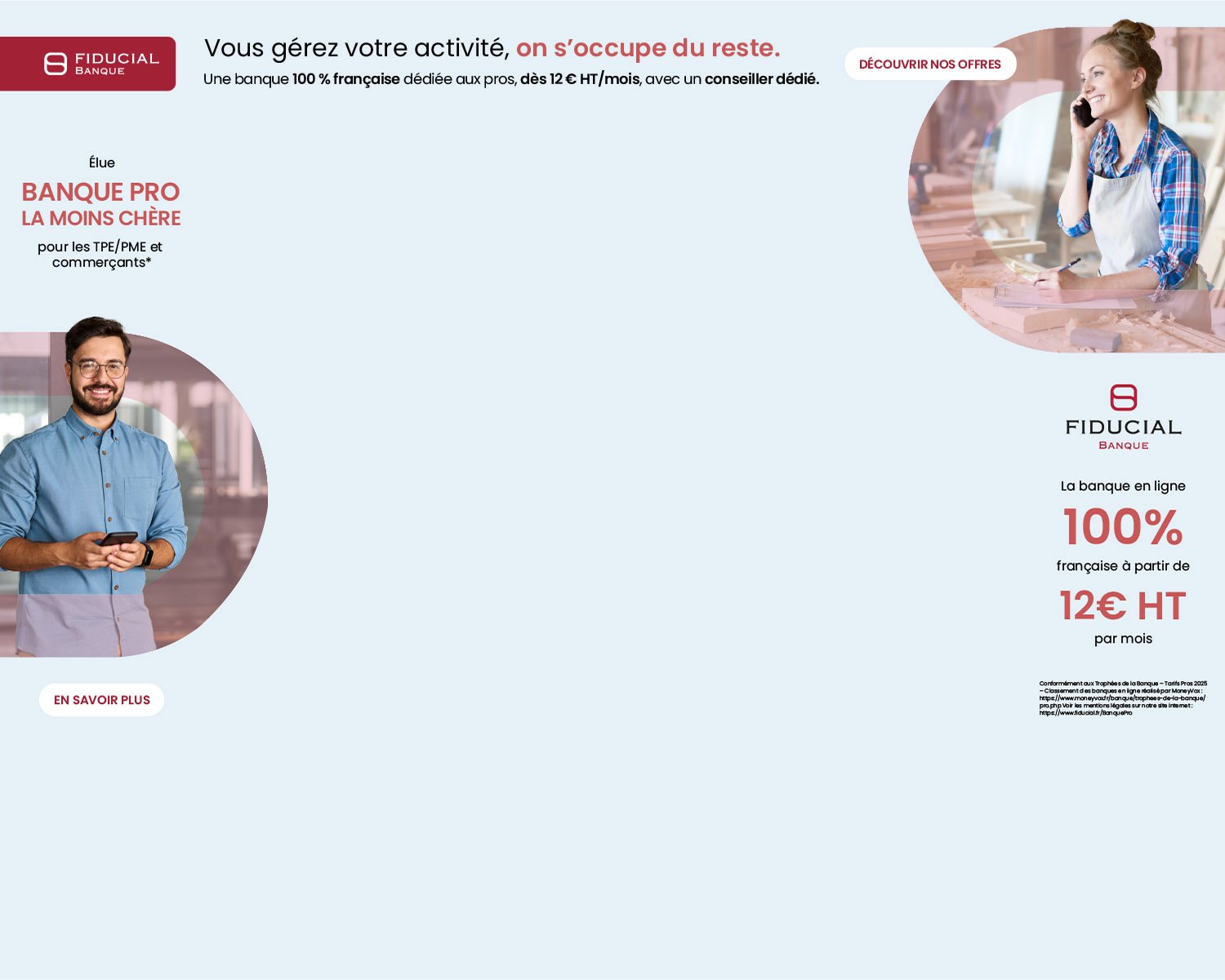 Fiducial banque, l'offre Pro avec conseiller dédié à partir de 12€ HT/mois