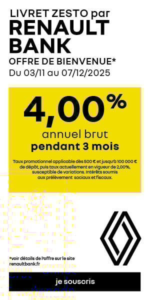 4% annuels bruts pendant 3 mois avec Renault Bank jusqu'au 7 dcembre