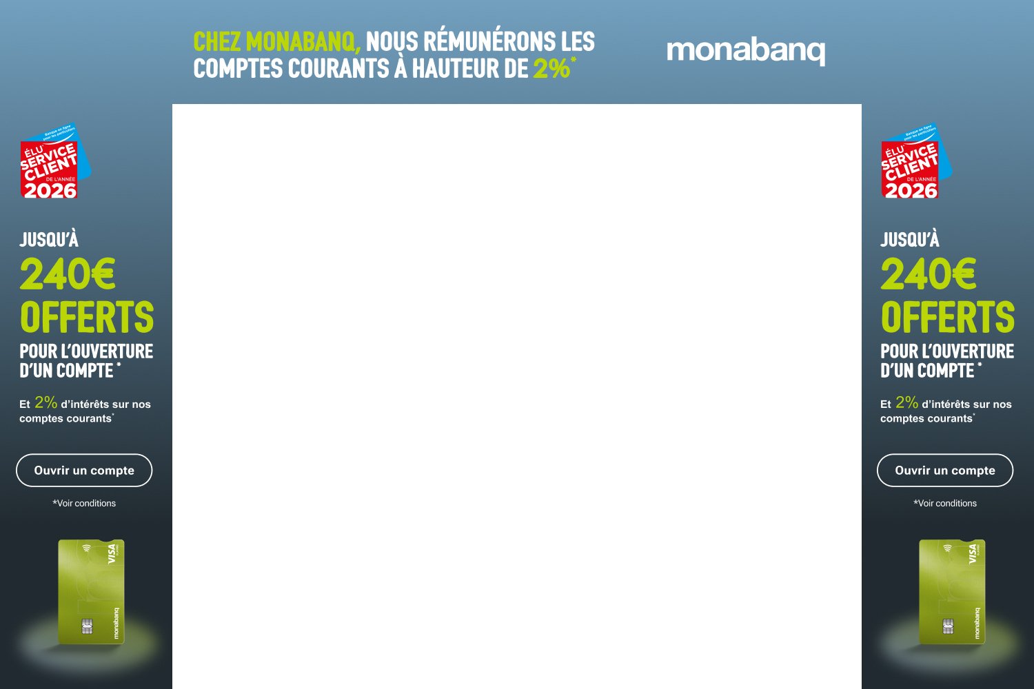 Jusqu'à 240 € + 2% intérêts offerts pour l'ouverture d'un compte Monabanq