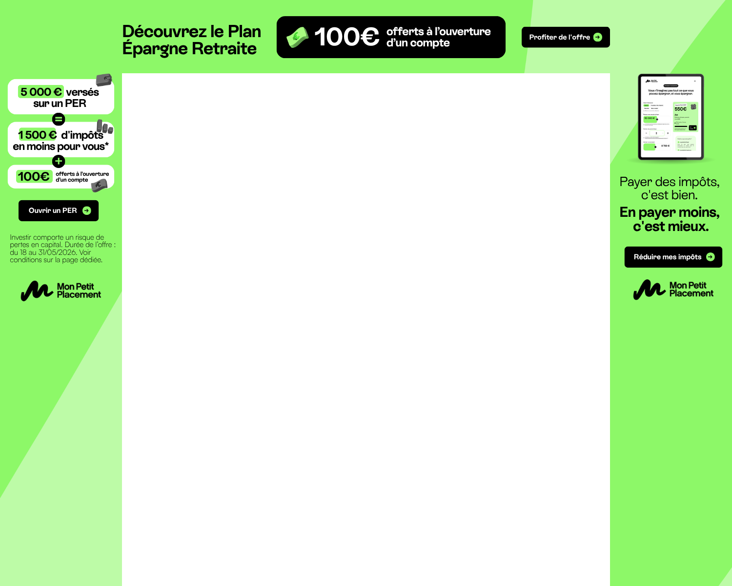 PER Mon Petit Placement : 100� offerts