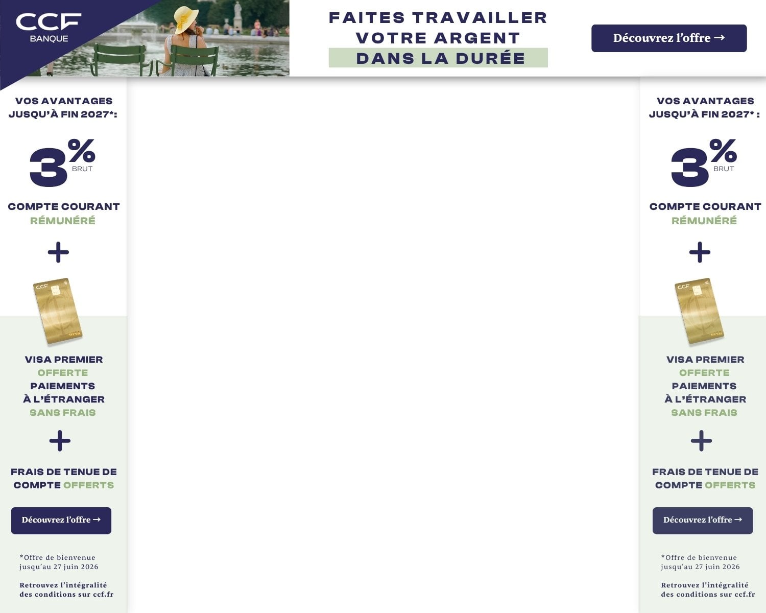 Visa Premier offerte chez CCF