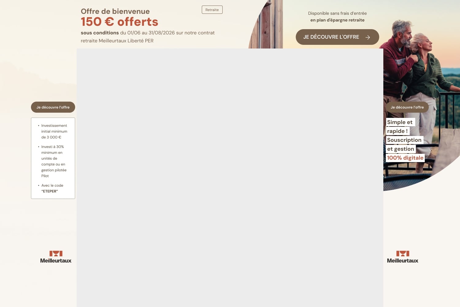 Meilleurtaux Libert� PER 150 � offerts